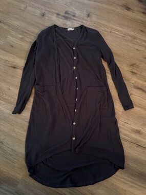 Women’s Black Long Button-Front Cardigan